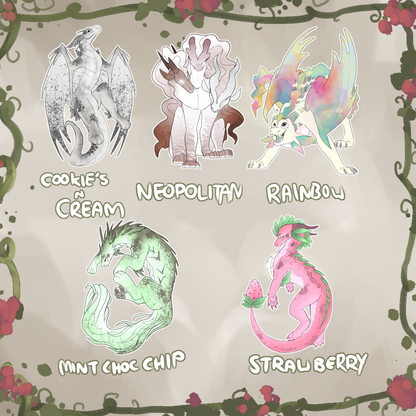 Icecream-Themed Dragons // 3" Epoxy Charms