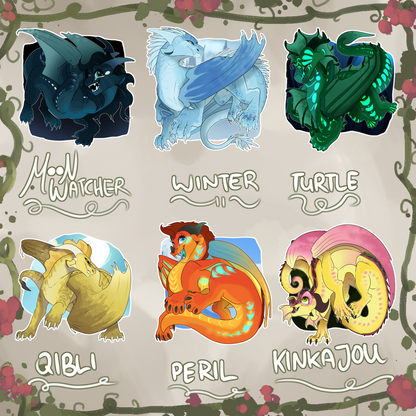 Arc 2 Protagonists / Jade Winglet + Peril // Wings of Fire 3" Acrylic Charms