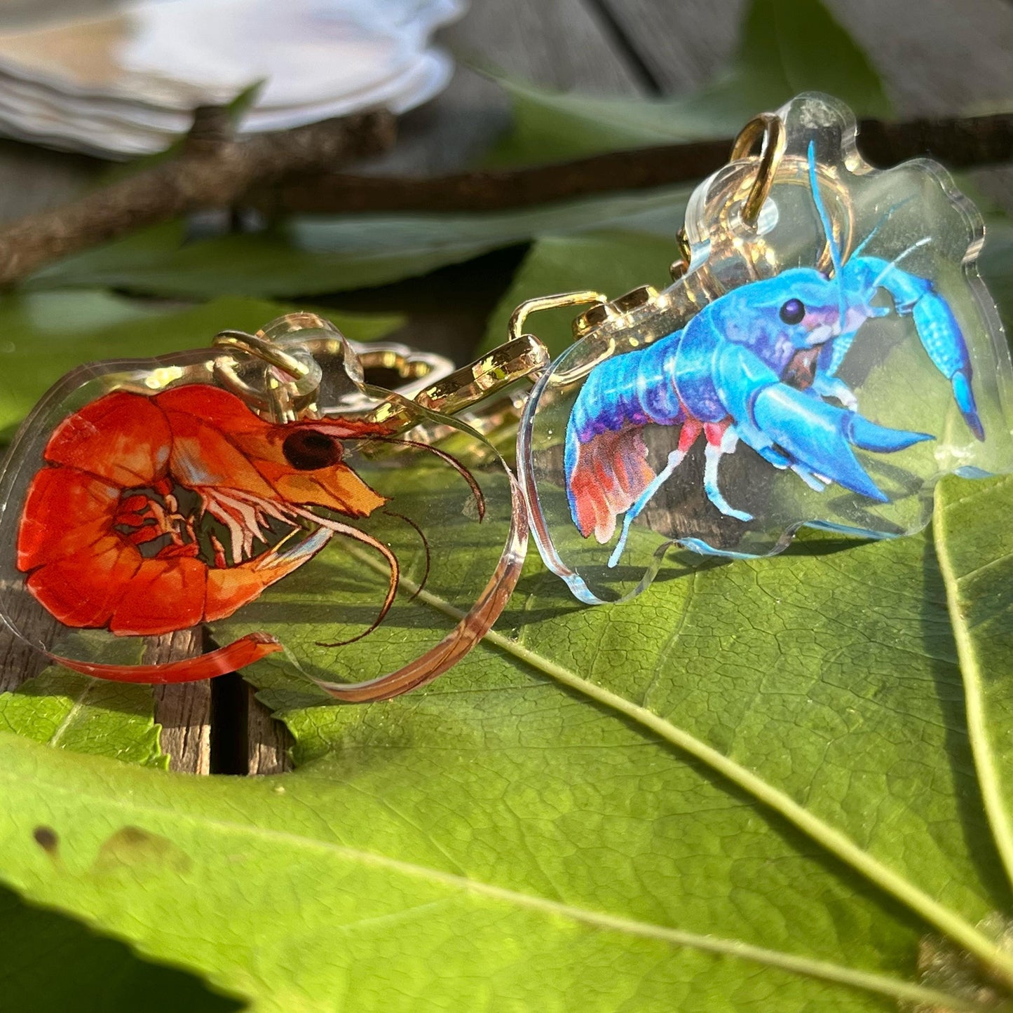 Blue Lobster + Prawn // 1.5" Acrylic Keychains